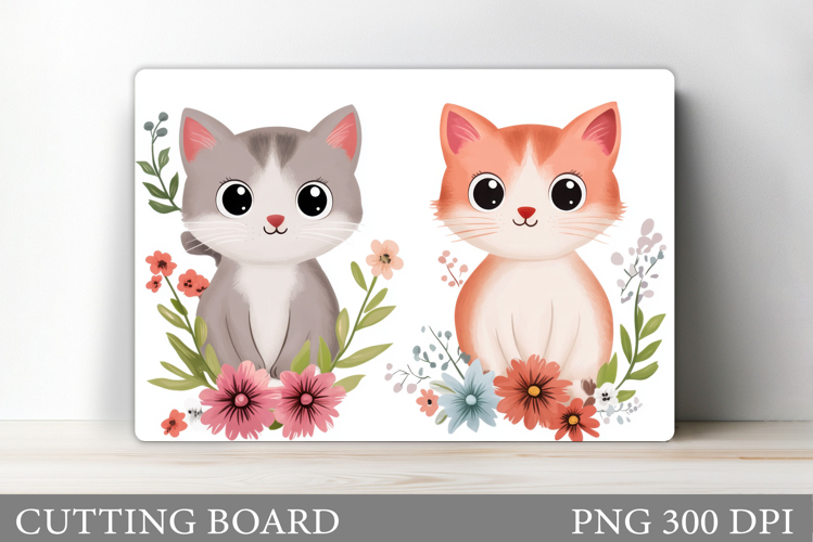 Cute Cats Cutting Board. Cat Flowers Cutting Board Design