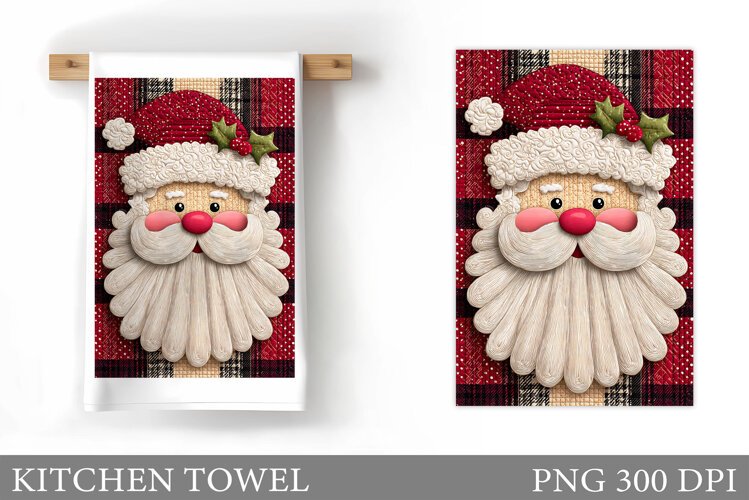 Santa Claus Kitchen Towel Design. Christmas Kitchen Towel example image 1