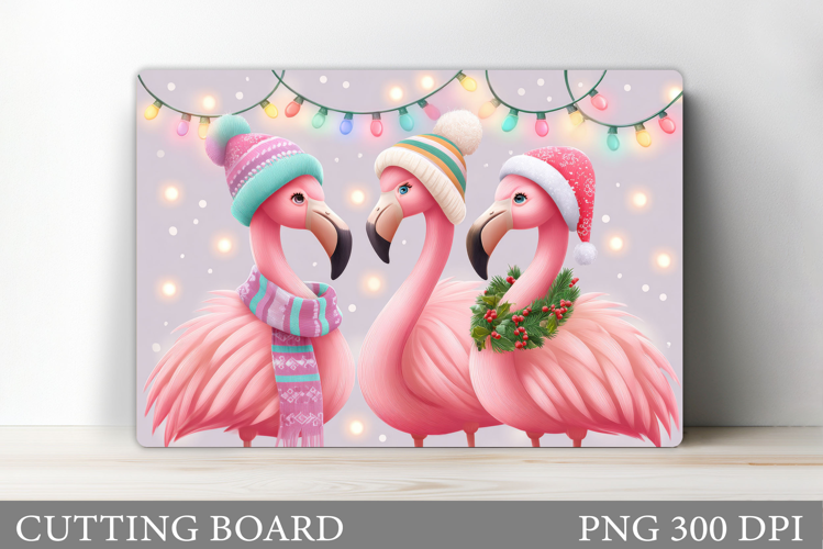 Christmas Flamingo Cutting Board. Christmas Cutting Board