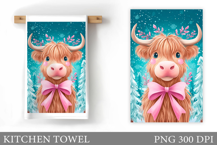 Christmas Cow Kitchen Towel. Christmas Kitchen Towel Design