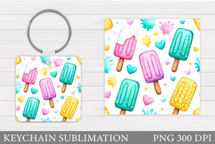 Ice Cream Keychain Design. Summer Keychain Sublimation