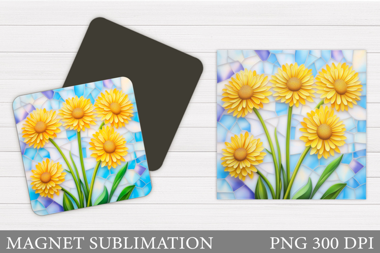 Flowers Square Magnet Design. Flowers Magnet Sublimation