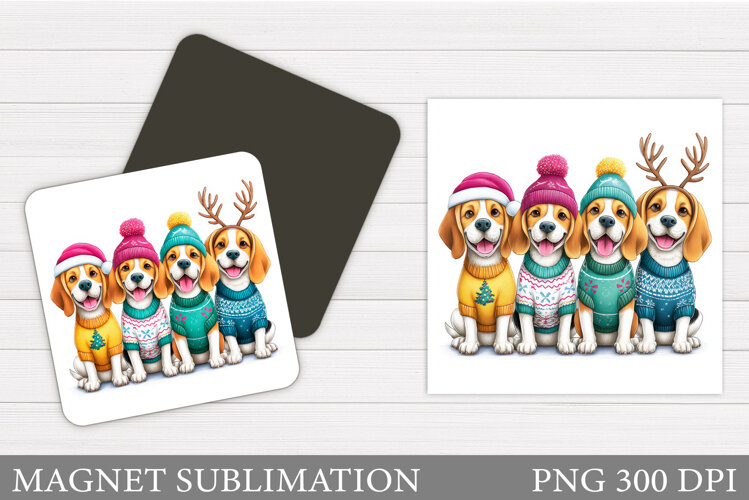 Christmas Dog Magnet Design. Christmas Magnet Sublimation example image 1