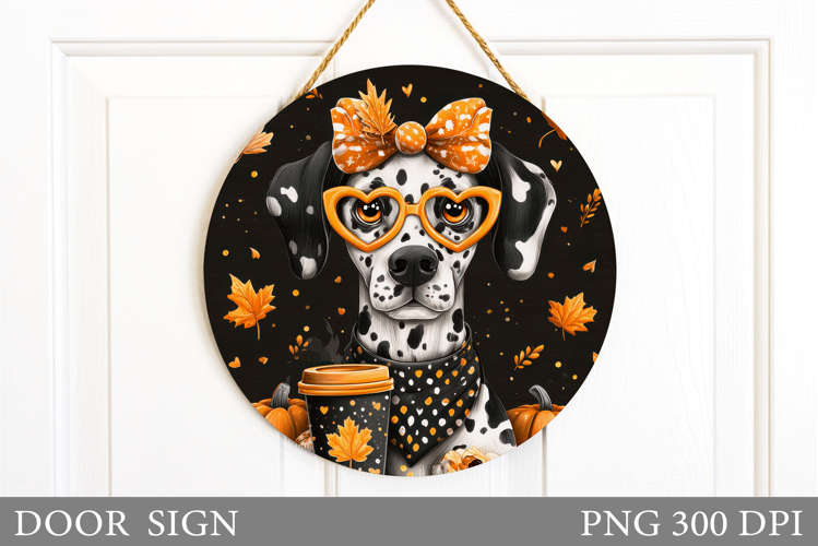 Fall Dog Door Sign Design. Fall Door Sign Sublimation