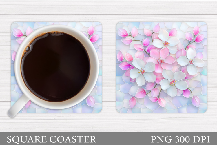 Flowers Coaster Sublimation. Floral Coaster Design