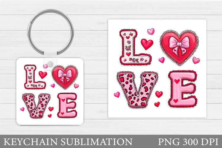 Love Keychain Design. Valentine Keychain Sublimation example image 1