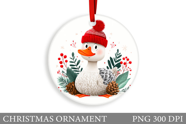 Cute Goose Christmas Ornament. Christmas Sublimation example image 1