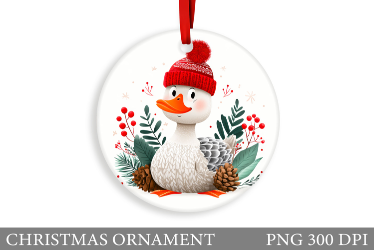 Cute Goose Christmas Ornament. Christmas Sublimation