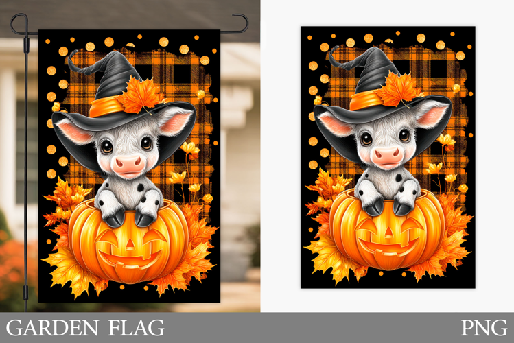 Halloween Cow Garden Flag Design. Halloween Garden Flag
