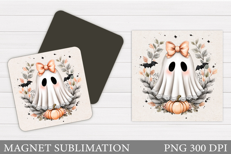 Cute Ghost Magnet Design. Halloween Pumpkin Magnet