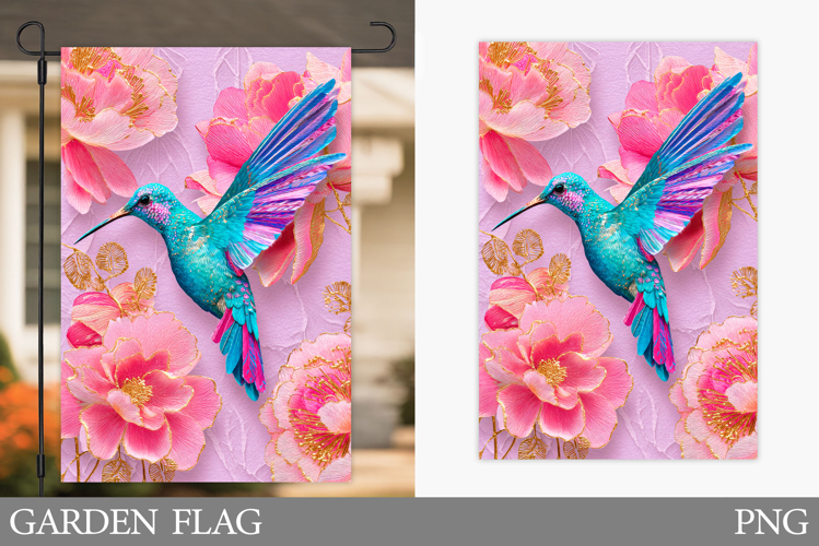Hummingbird Garden Flag. Bird Garden Flag Sublimation