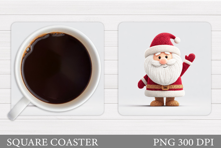Cute Santa Coaster Sublimation. Christmas Coaster Design