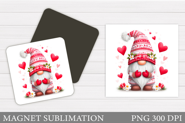 Valentines Gnome Magnet. Valentines Magnet Sublimation