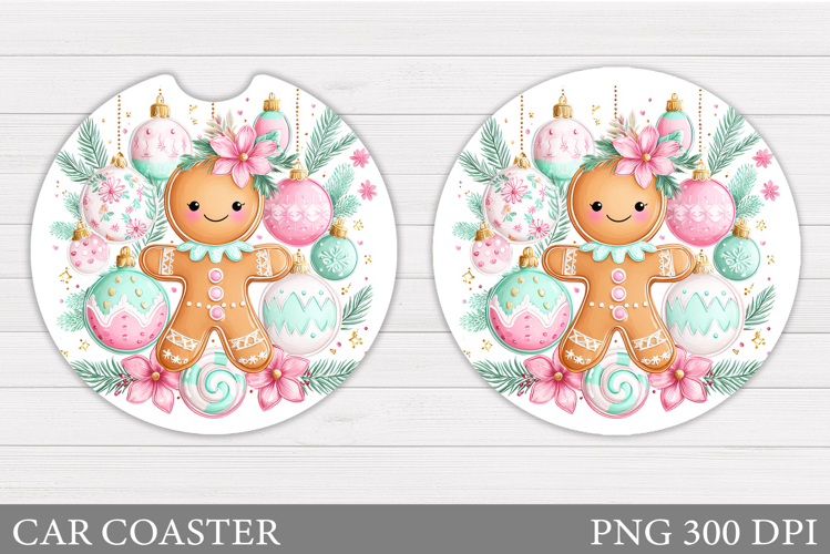 Gingerbread Car Coaster. Christmas Car Coaster Sublimation