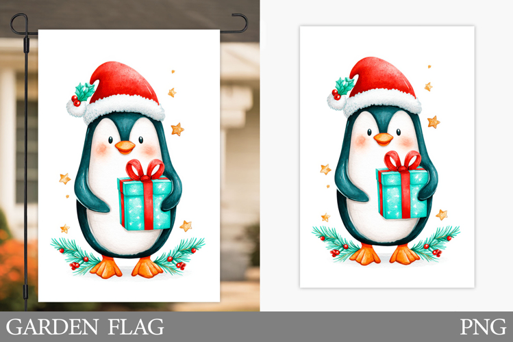 Penguin Garden Flag. Christmas Garden Flag Sublimation