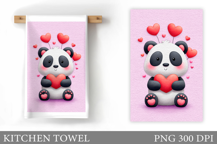 Valentines Panda Kitchen Towel. Valentines Kitchen Towel