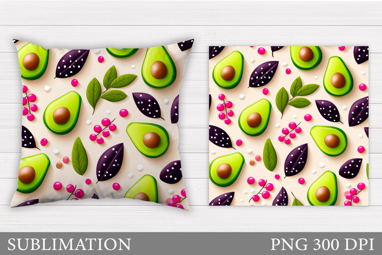 Avocado Pillow Design. Avocado Sublimation