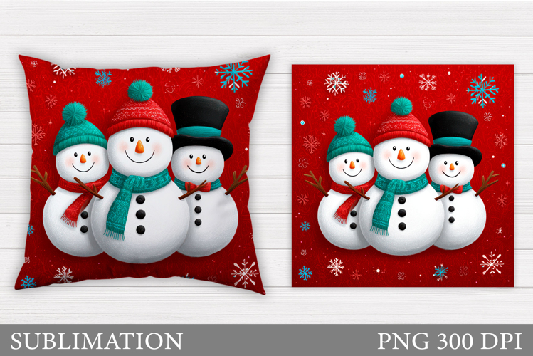 Cute Snowman Pillow Sublimation. Christmas Pillow Design