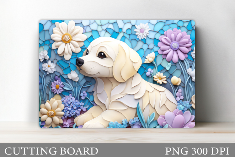Cute Dog Cutting Board Design. Dog Flowers Cutting Board