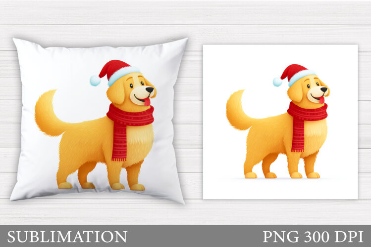 Christmas Dog Pillow Design. Christmas Pillow Sublimation example image 1