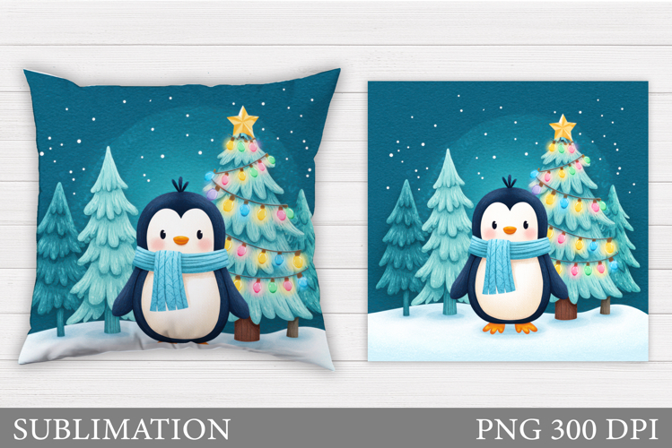 Christmas Penguin Pillow. Christmas Pillow Design