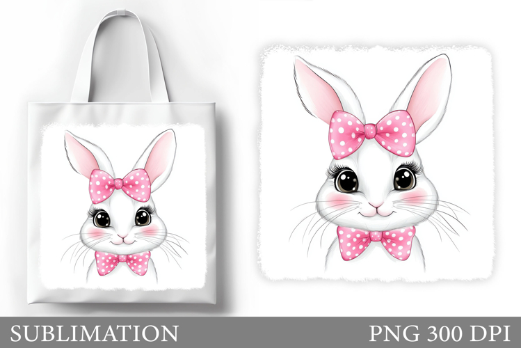 Cute Bunny Sublimation. Cute Bunny Tote Bag Design