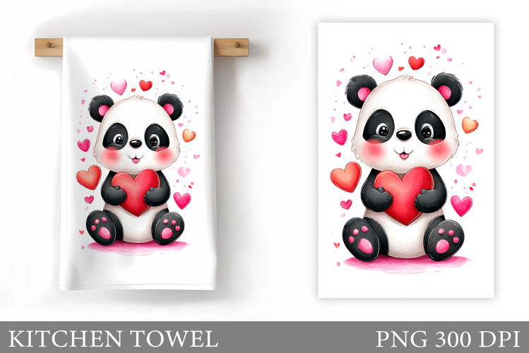 Valentines Panda Kitchen Towel. Valentines Kitchen Towel