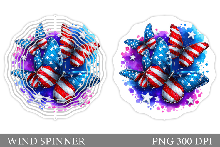 Patriotic Butterflies Wind Spinner. Patriotic Wind Spinner