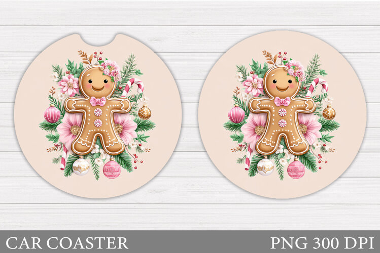 Gingerbread Car Coaster. Christmas Car Coaster Sublimation example image 1