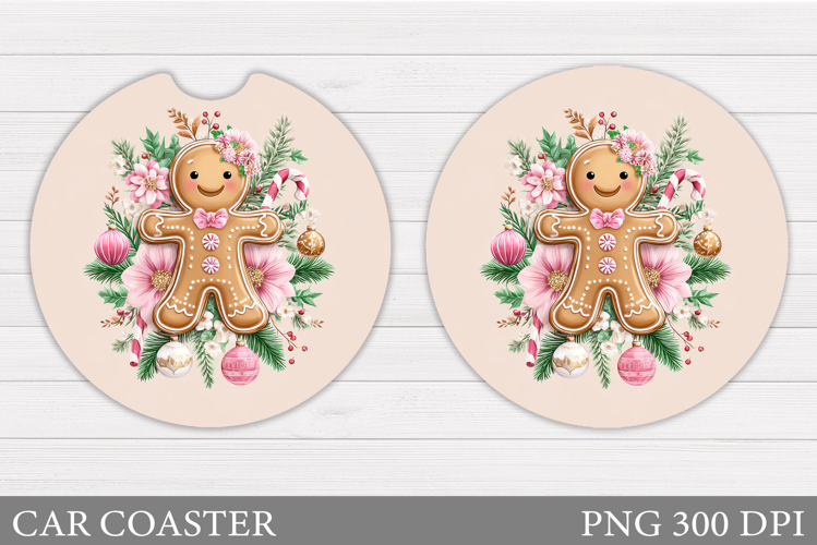 Gingerbread Car Coaster. Christmas Car Coaster Sublimation