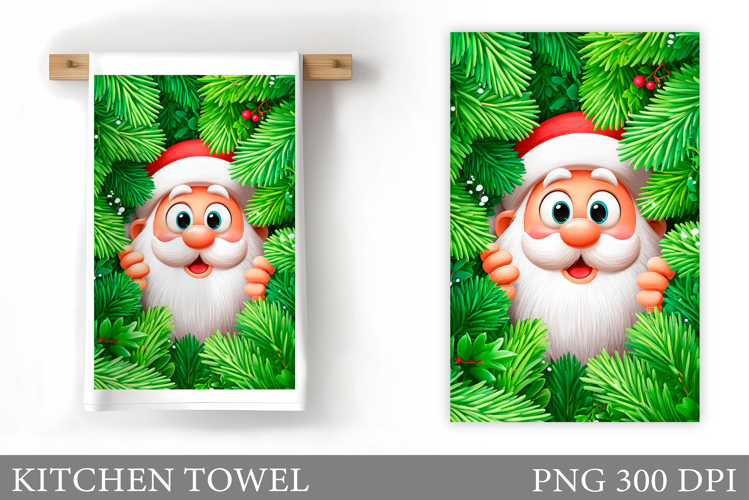 Santa Claus Kitchen Towel. Christmas Kitchen Towel Design