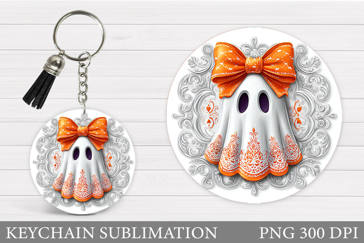 Cute Ghost Keychain Design. Cute Halloween Keychain