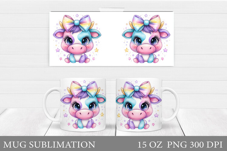 Iridescent Cow Mug Design. Iridescent Cow Sublimation example image 1