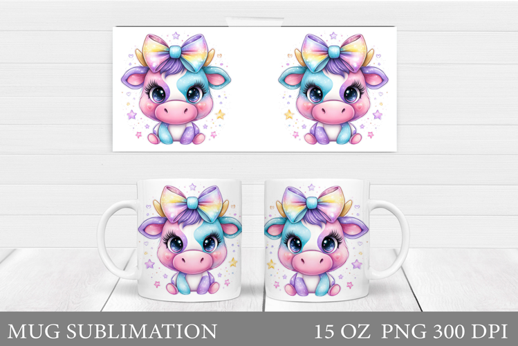 Iridescent Cow Mug Design. Iridescent Cow Sublimation