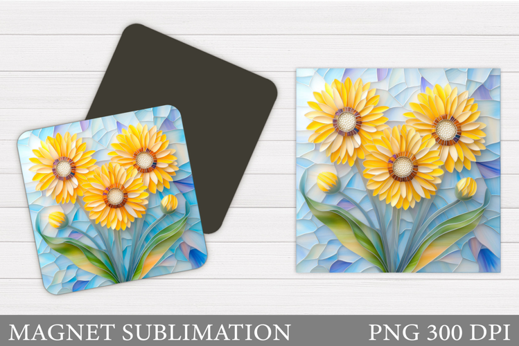 Flowers Square Magnet Design. Flowers Magnet Sublimation