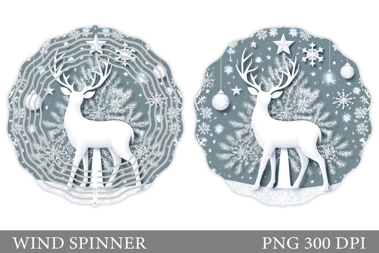 Reindeer Wind Spinner Subslimation. Winter Deer Wind Spinner