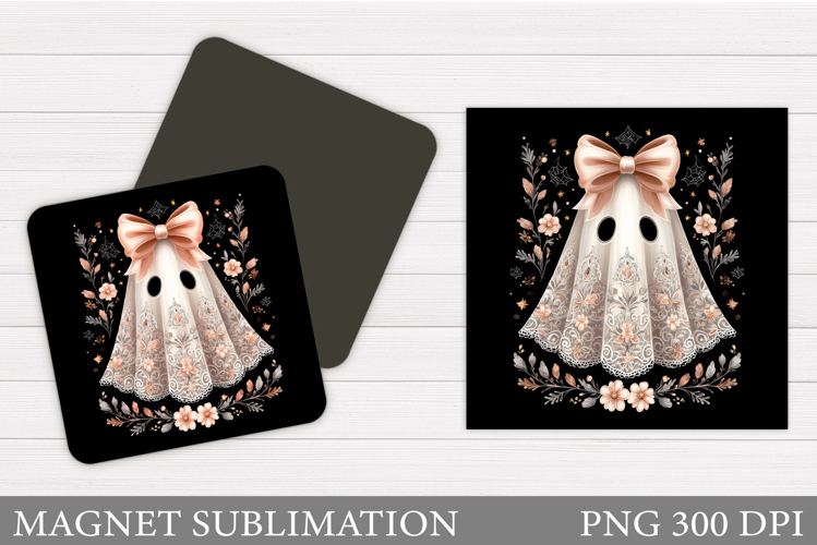 Cute Ghost Magnet Design. Halloween Pumpkin Magnet