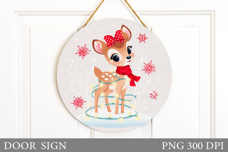 Christmas Deer Door Sign. Christmas Door Sign Sublimation