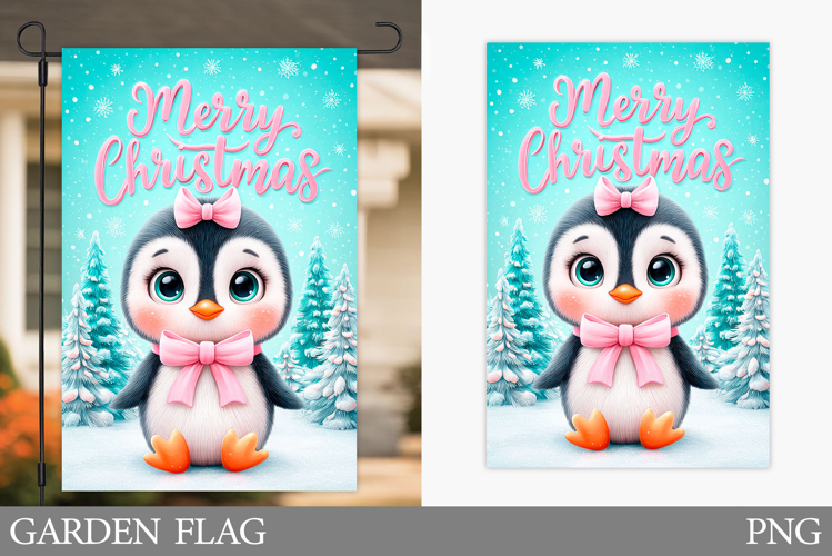 Penguin Garden Flag. Christmas Garden Flag Sublimation