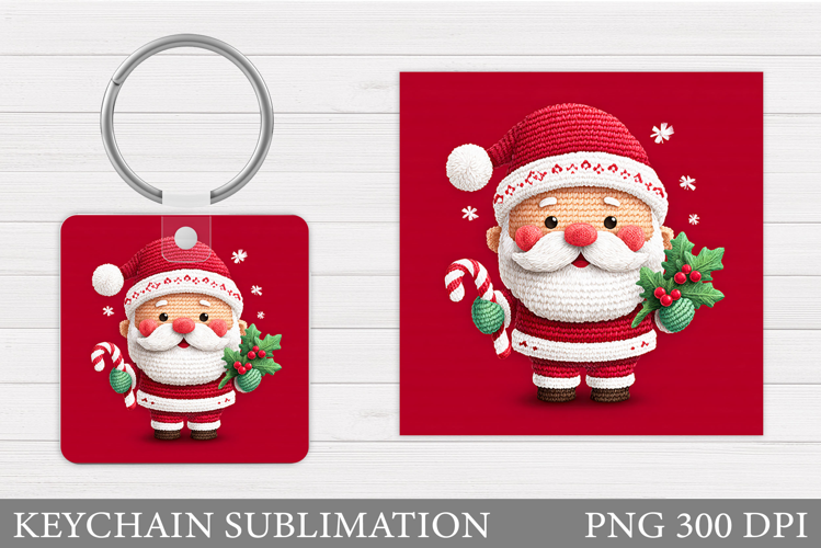 Cute Santa Claus Keychain. Christmas Keychain Sublimation