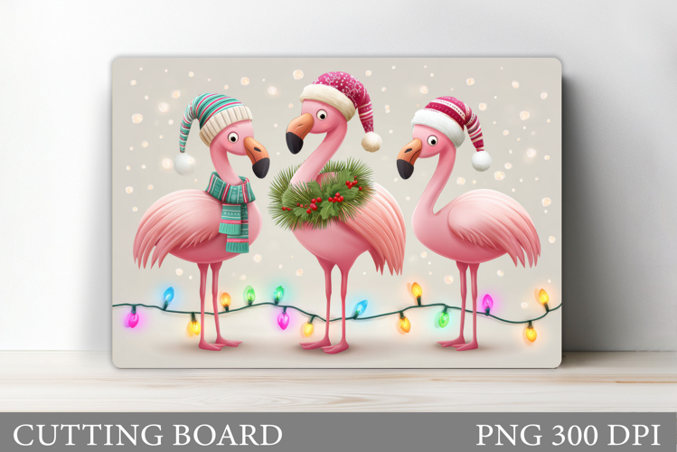 Christmas Flamingo Cutting Board. Christmas Cutting Board