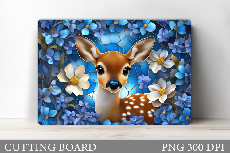 Cute Deer Cutting Board. Deer Flowers Cutting Board Design