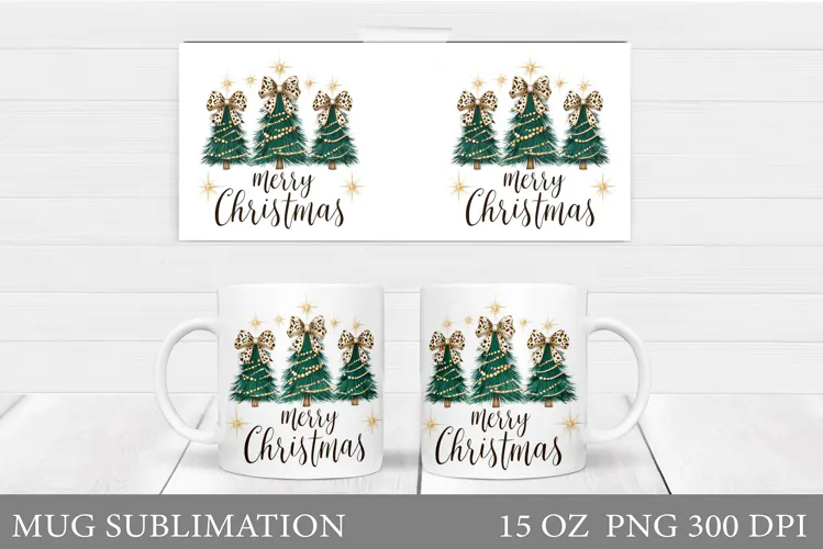 Christmas Tree Mug Design. Christmas Mug Sublimation