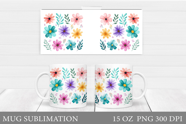 Flowers Mug Sublimation. Wildflowers Mug Design example image 1