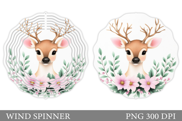 Cute Deer Wind Spinner. Deer Flowers Wind Spinner Design