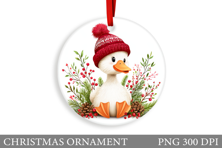 Cute Goose Christmas Ornament. Christmas Sublimation