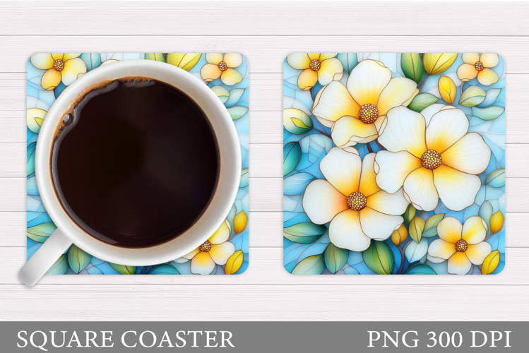 Floral Coaster Design. Flowers Coaster Sublimation