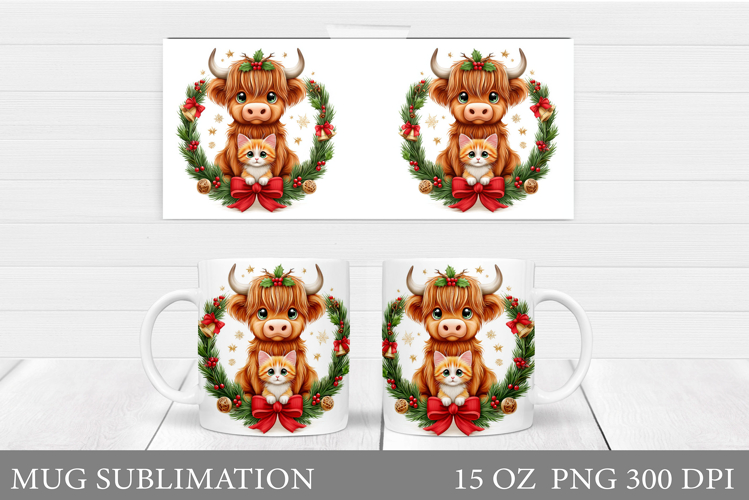 Christmas Cow Mug Design. Christmas Mug Sublimation