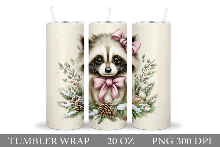 Christmas Raccoon Tumbler. Christmas Tumbler Sublimation