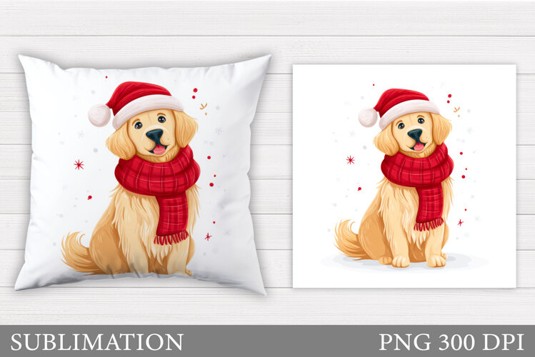 Christmas Dog Pillow Design. Christmas Pillow Sublimation example image 1